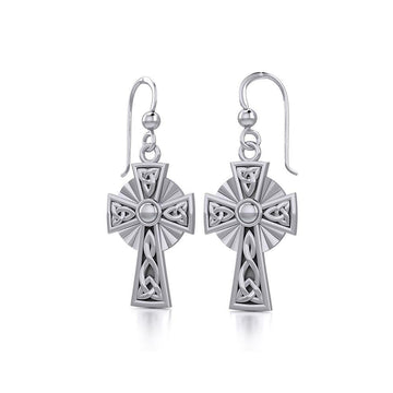 Modern Celtic Cross Silver Earrings TER1381 - Jewelry